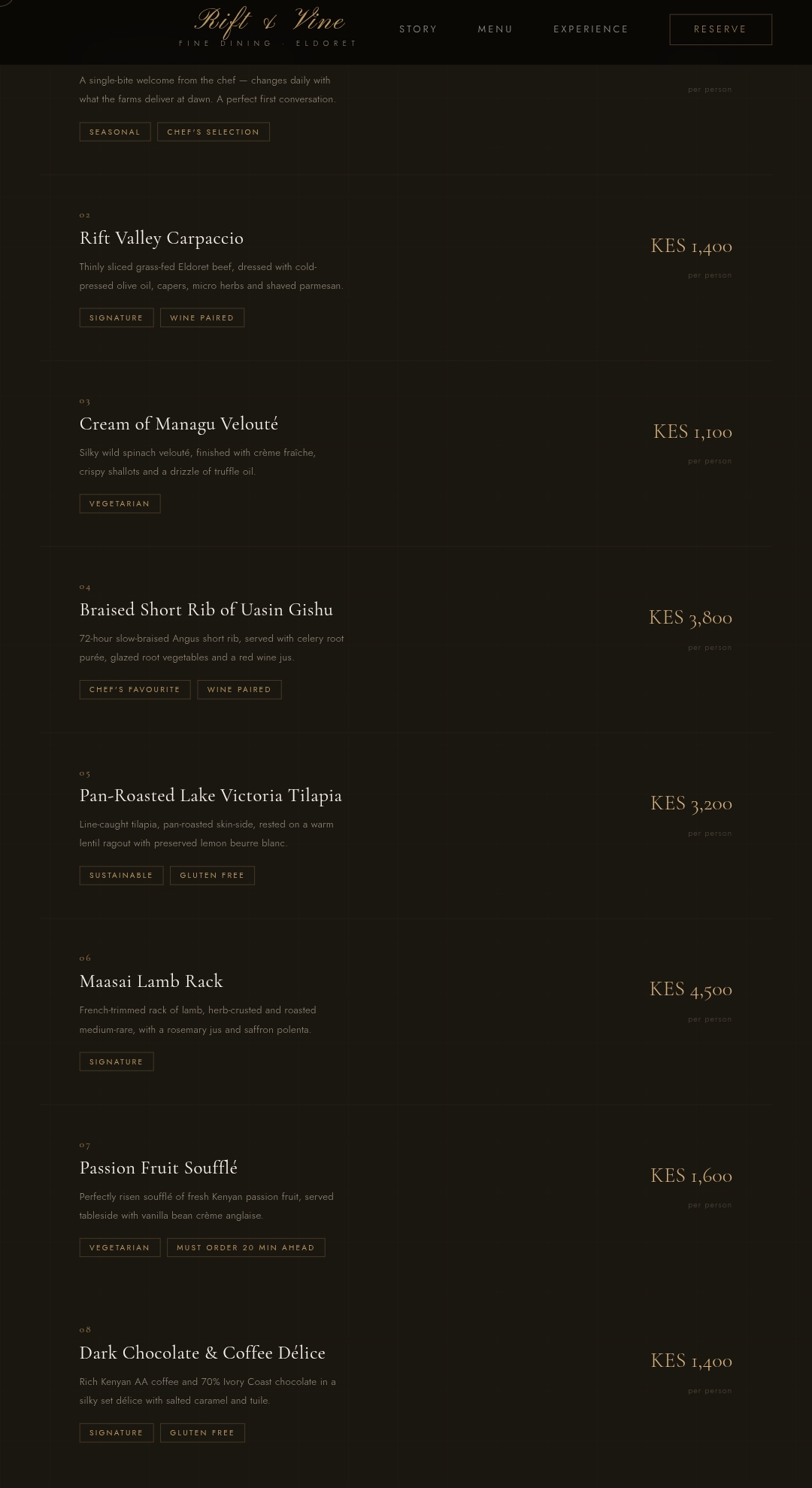 Rift & Vine — Luxury Restaurant Template